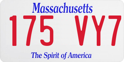 MA license plate 175VY7