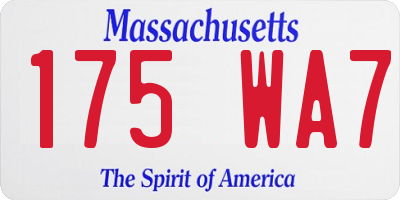 MA license plate 175WA7