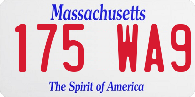 MA license plate 175WA9