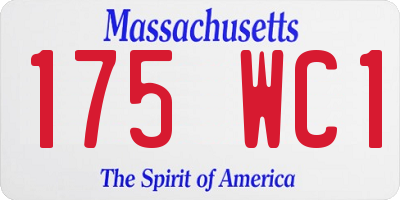 MA license plate 175WC1