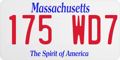MA license plate 175WD7
