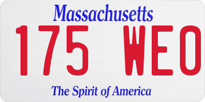 MA license plate 175WE0