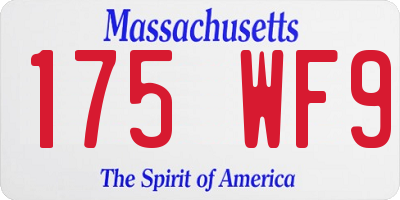 MA license plate 175WF9