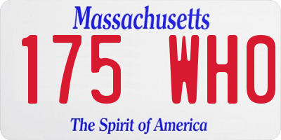 MA license plate 175WH0
