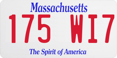 MA license plate 175WI7
