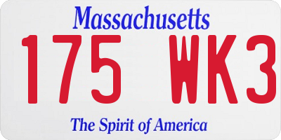 MA license plate 175WK3