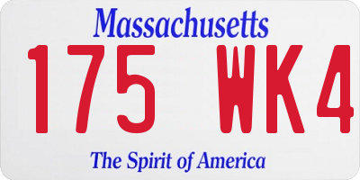 MA license plate 175WK4