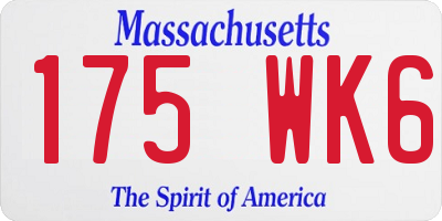 MA license plate 175WK6