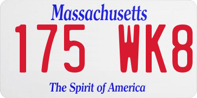 MA license plate 175WK8