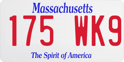 MA license plate 175WK9