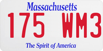 MA license plate 175WM3