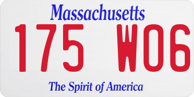 MA license plate 175WO6