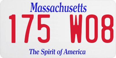 MA license plate 175WO8
