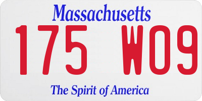 MA license plate 175WO9