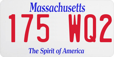 MA license plate 175WQ2