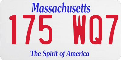 MA license plate 175WQ7