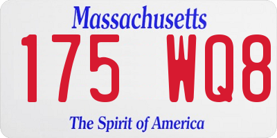 MA license plate 175WQ8