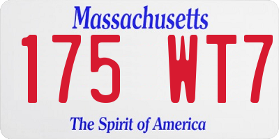 MA license plate 175WT7