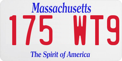 MA license plate 175WT9
