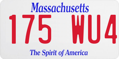 MA license plate 175WU4