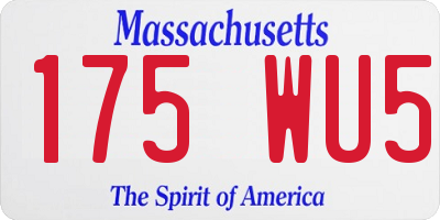 MA license plate 175WU5