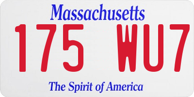 MA license plate 175WU7