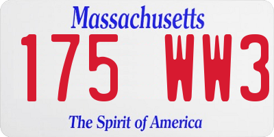 MA license plate 175WW3