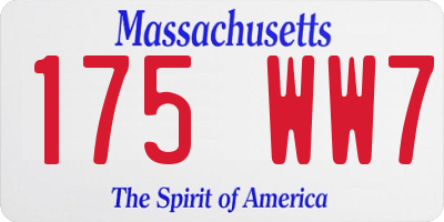 MA license plate 175WW7