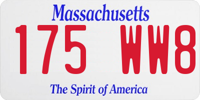 MA license plate 175WW8