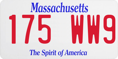 MA license plate 175WW9