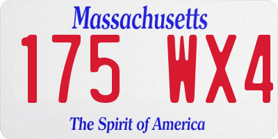 MA license plate 175WX4