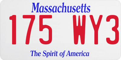 MA license plate 175WY3