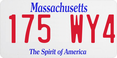 MA license plate 175WY4