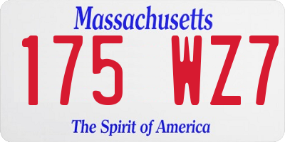 MA license plate 175WZ7