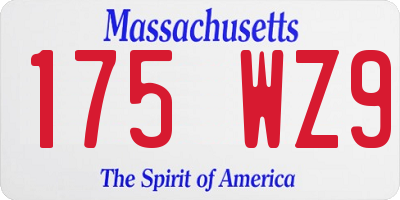 MA license plate 175WZ9