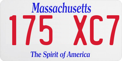 MA license plate 175XC7