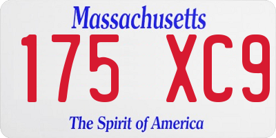 MA license plate 175XC9