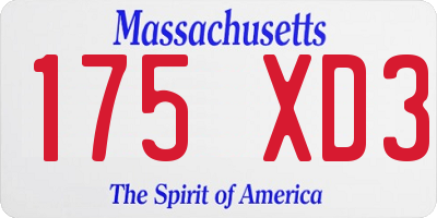 MA license plate 175XD3