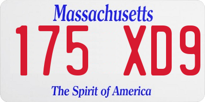 MA license plate 175XD9