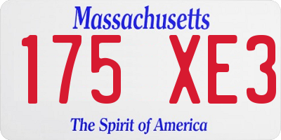 MA license plate 175XE3