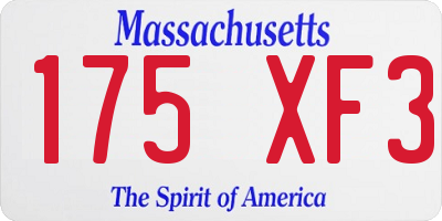MA license plate 175XF3