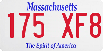 MA license plate 175XF8