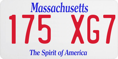 MA license plate 175XG7