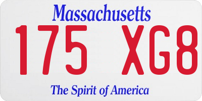 MA license plate 175XG8