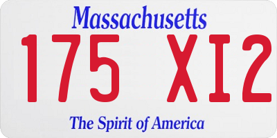 MA license plate 175XI2