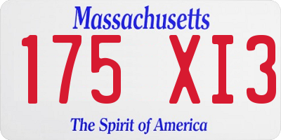 MA license plate 175XI3