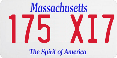 MA license plate 175XI7