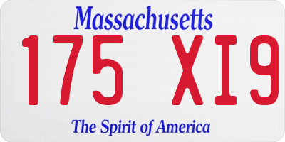 MA license plate 175XI9