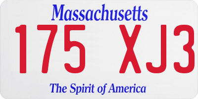 MA license plate 175XJ3