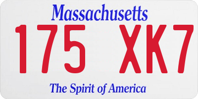 MA license plate 175XK7